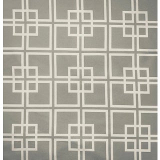 Free Spirit Designer Vicki Payne Woodsmoke Gray Safy-010 Chinoiserie Chippendale Fretwork Lattice Trellis Fabric- 1.61 Yards For Sale