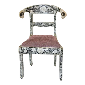 Anglo-Indian Mughal Mother of Pearl Inlaid Side Chair With Ram's Head 1 of 4
