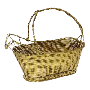 1940s Vintage French Brass Wine Basket Holder