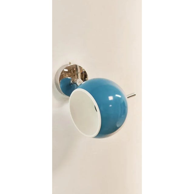 Blue Space Age Adjustable Chrome and Light Blue Wall Light For Sale - Image 8 of 12