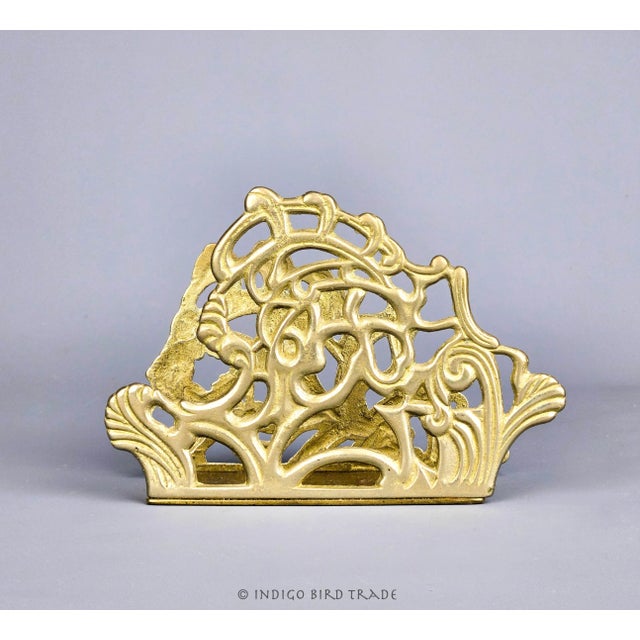 Mid 20th Century Art Nouveau Brass Napkin Holder or Letter Mail Holder For Sale - Image 4 of 5