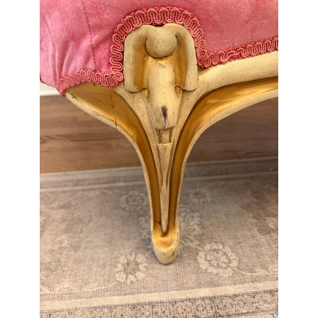Textile Vintage French Rococo Hot Pink Velvet Méridienne Chaise Lounges With Covers- A Pair For Sale - Image 7 of 7