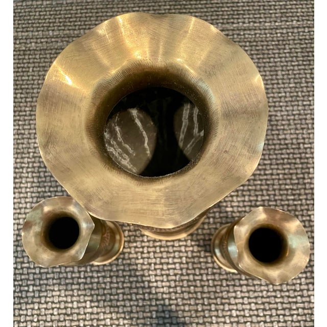 Indian Vintage Brass Vases- Set of 3 For Sale - Image 3 of 6