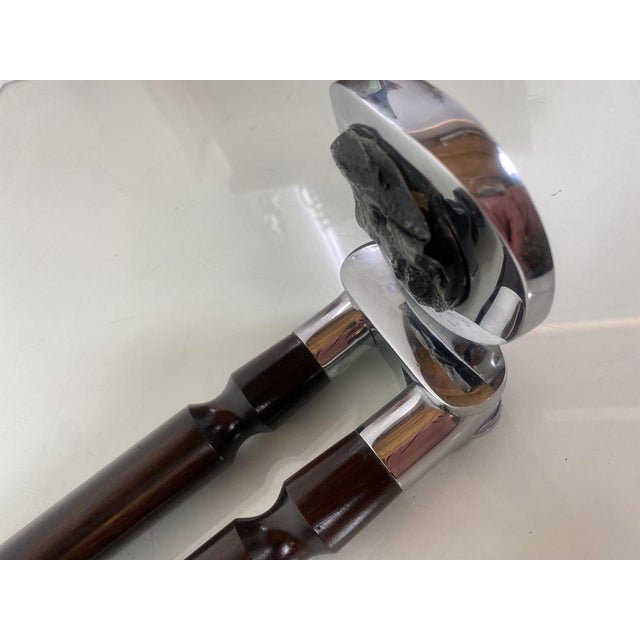 Brutalist Bathroom Set in Nickel-Plated Brass with Relief Stone, 1970s, Set of 5 For Sale - Image 15 of 18