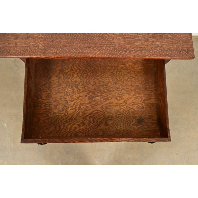 Wood Lifetime Furniture Antique Mission Oak Arts & Crafts Desk or Library Table, Circa 1910 For Sale - Image 7 of 17