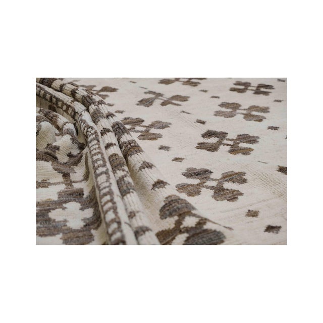 Natural & Brown Hand Knotted Wool Rug For Sale - Image 4 of 7