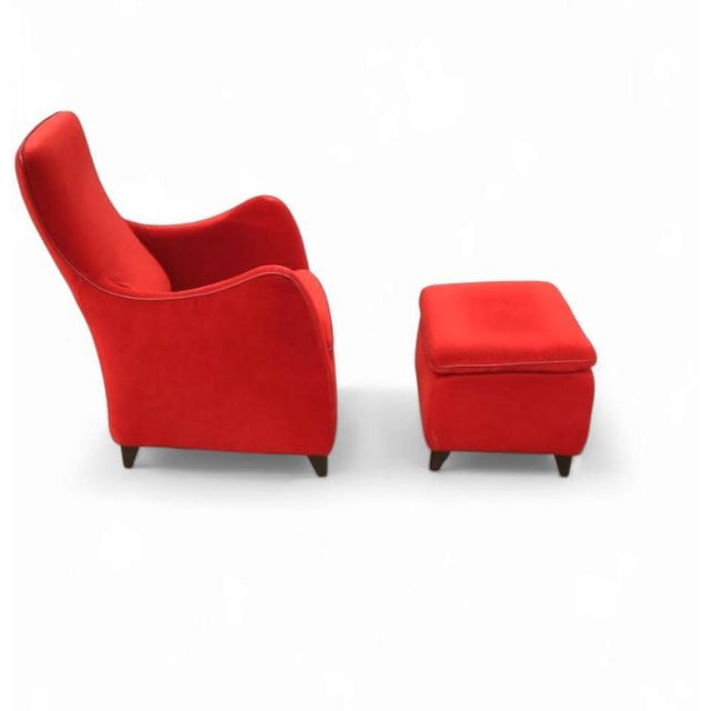Set of Senta Armchair and Ottoman in Red Velvet by Gerard van den Berg for Wittmann For Sale - Image 5 of 18