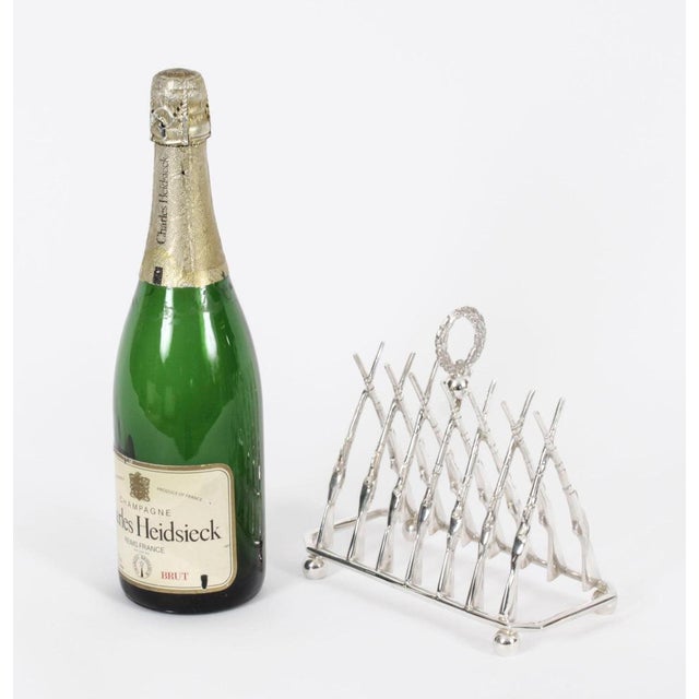 20th Century Vintage Large Silver Plated Crossed Rifles Toast Rack, 1980s For Sale - Image 11 of 13