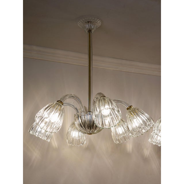 1940s Murano Glass Chandeliers attributed to Barovier & Toso, Italy, 1940s, Set of 2 For Sale - Image 5 of 14