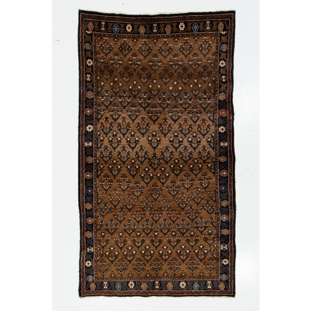 Brown Brown Vintage Bidjar Handcrafted Wool Rug With Allover Design For Sale - Image 8 of 8