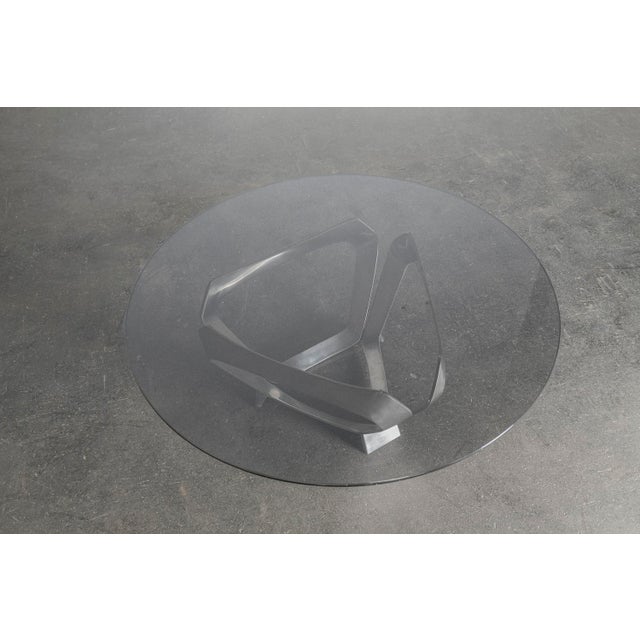 Vintage Coffee Table in Aluminum and Smoked Glass by Knut Hesterberg for Ronald Schmitt, 1970s, in Flawless conditions....