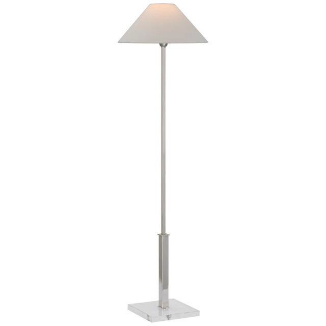 Asher Floor Lamp in Polished Nickel and Crystal with Linen Shade Designer: J. Randall Powers Height: 46" - 55" Shade...
