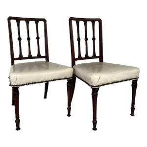 Antique 18th Century George III Neoclassical Mahogany Side Chairs - a Pair