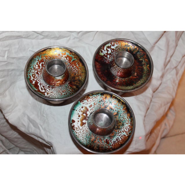 An incredible suite of 3 Sterling or Plate Maison Bagues stamped with logo and star [for bagues]. This is a set of silver...