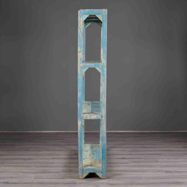Antique Painted Pine Four-Tier Open Étagère For Sale - Image 4 of 12