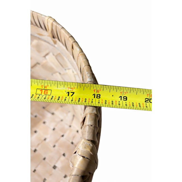 18 Inch Vintage Boho Style Late 1980s Coastal Handwoven Reed Storage Basket – Rounded Square Form For Sale In San Diego - Image 6 of 14