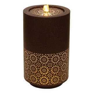 Illuminated Cut-Out Metal Round Fountain 21"H For Sale
