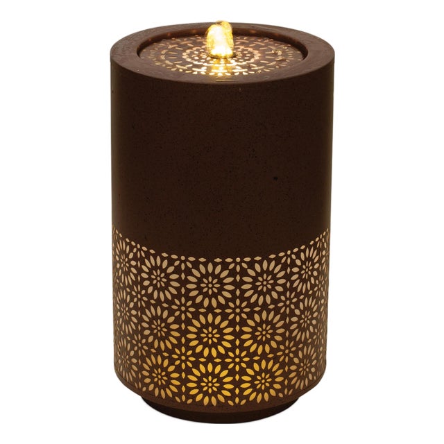 Illuminated Cut-Out Metal Round Fountain 21"H For Sale