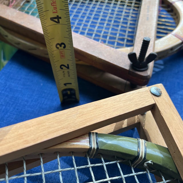 1970s Vintage Trio of Spalding and Slazenger Wooden Tennis Rackets With Guards For Sale - Image 5 of 5