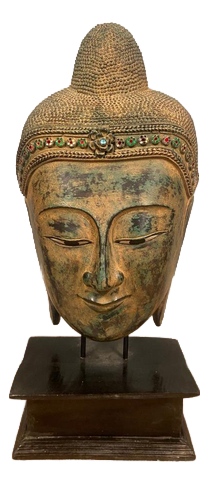 Carved Thai Buddha Bust Statue
