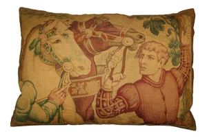 Circa 1920 Antique Cartoon Tapestry Pillow