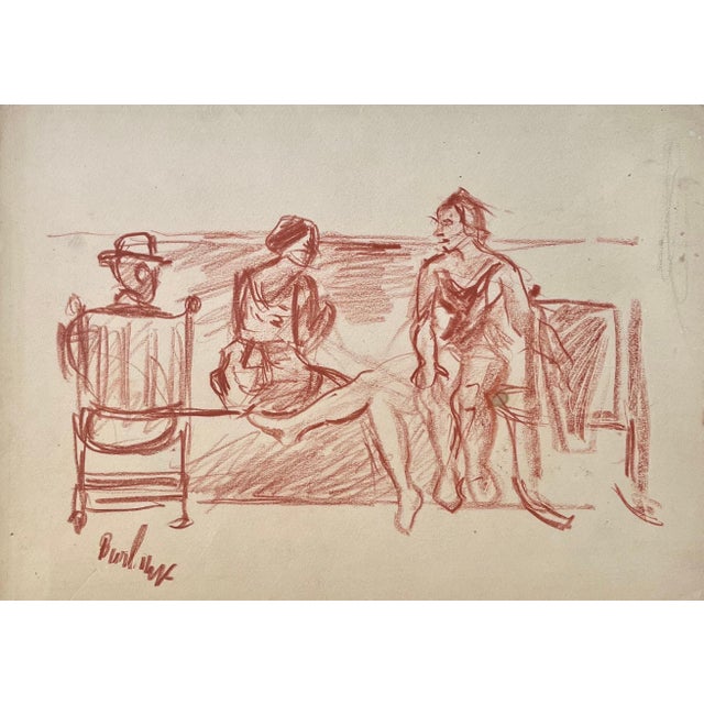 David Burliuk, Modernist Conte Crayon Drawing Beach Scene David Burliuk Russian Futurist, c.1940's For Sale In Miami - Image 6 of 11
