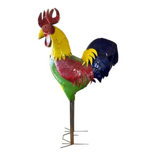 Huge Metal Outdoor Sculpture of a Rooster 99" H For Sale