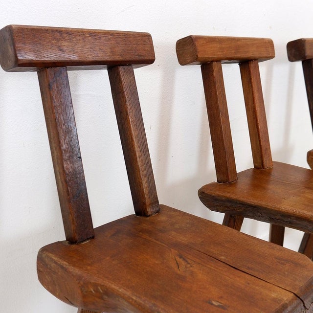 Brutalist Chair from Mobichalet, Belgium, 1950s, Set of 4 For Sale - Image 6 of 16