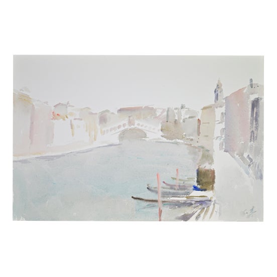 Carlo Ravagnan, View of Venice, 1970s, Watercolor on Paper For Sale