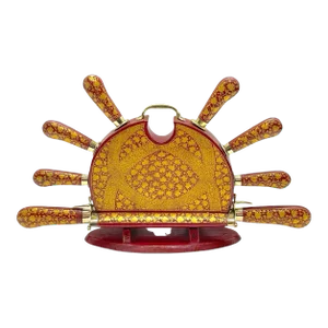 Mid 20th Century Anglo-Indian Red and Gilt Lacquer and Brass Carving Set
