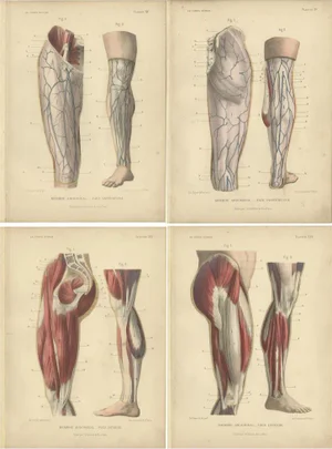 Kuhff, Illustrations of Human Legs, 1879, Prints, Set of 4
