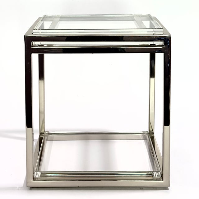 Contemporary State St. Chrome & Glass End Table by ⁠Michael Amini for Aico For Sale - Image 3 of 9