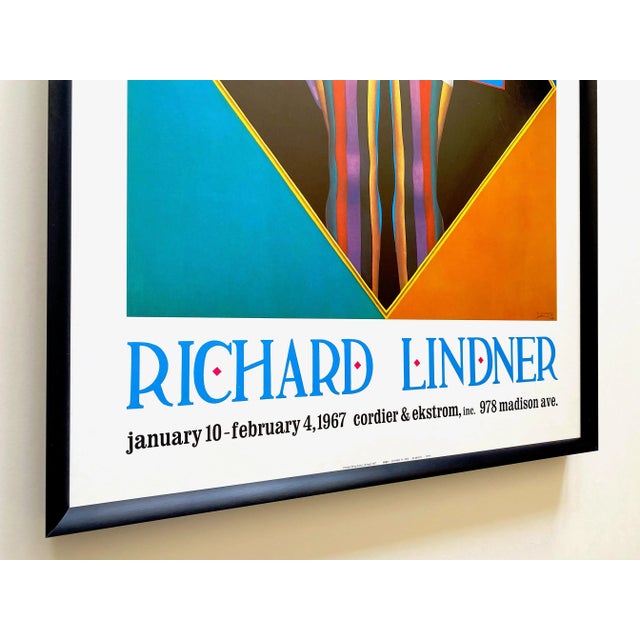 Royal Blue Richard Lindner Vintage 1967 Mid Century Modern Lithograph Print Framed Pop Art Exhibition Poster " Ice " 1966 For Sale - Image 8 of 13