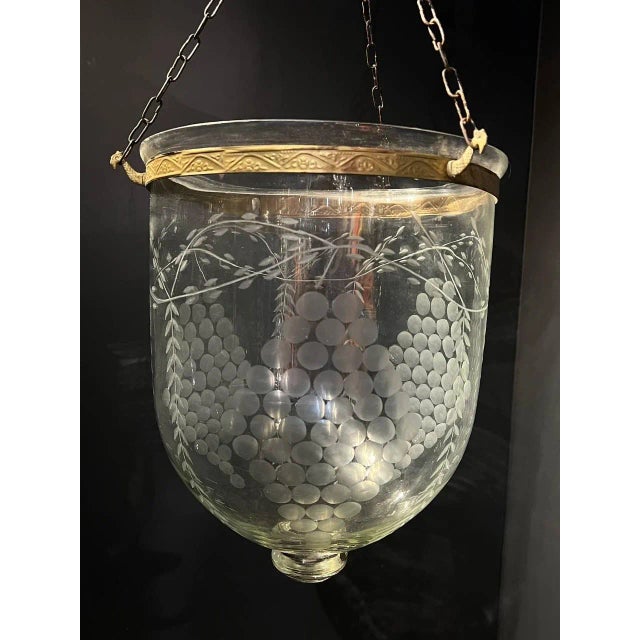 American 1940's Grape Design Glass Lantern For Sale - Image 3 of 6