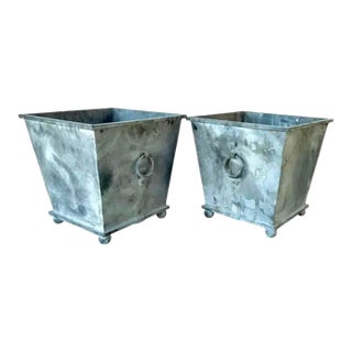 Pair of Neoclassical Metal Planters For Sale