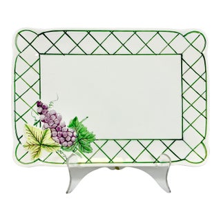 1984 Vintage Boho Chic Hollywood Regency Grape Cluster Ceramic Serving Tray or Platter. For Sale
