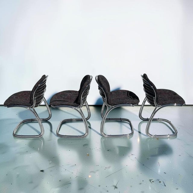 1970s Mid-Century Italian Sabrina Chrome Chairs by Gastone Rinaldi for Rima, 1970s - Set of 4 For Sale - Image 5 of 14