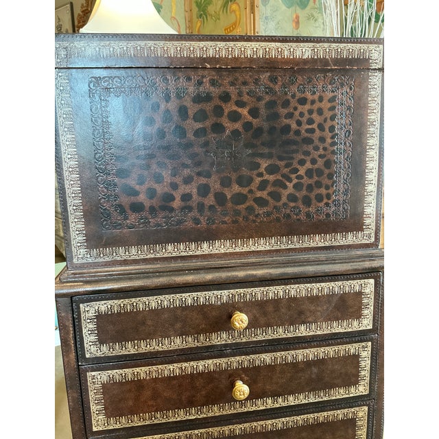 Campaign 1980s Maitland - Smith Leather Wrapped File Cabinet For Sale - Image 3 of 8