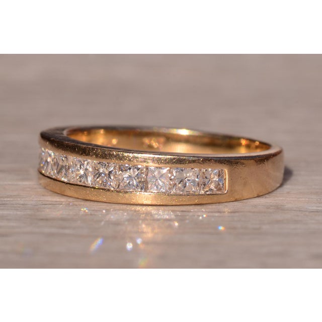 The 153rd Street: Channel Set Princess Cut Diamond Band in Yellow Gold For Sale - Image 4 of 10