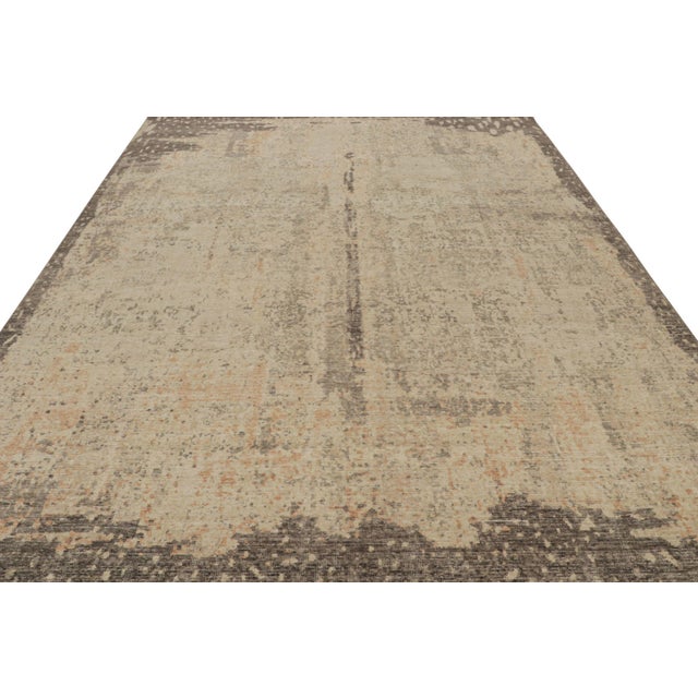 Rug & Kilim Rug & Kilim’s Distressed Abstract Rug in Beige and Gray All Over Pattern For Sale - Image 4 of 7