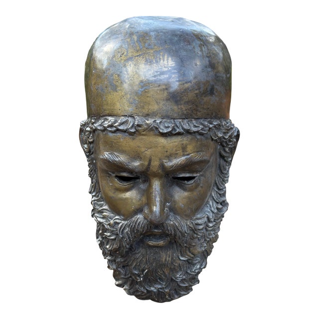 Vintage Metal Bust of Greek or Roman Scholar For Sale