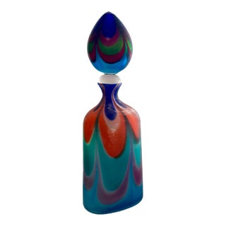 Oversized 25" Signed Cenedese Murano Scavo Art Glass Perfume Bottle, 1990 For Sale
