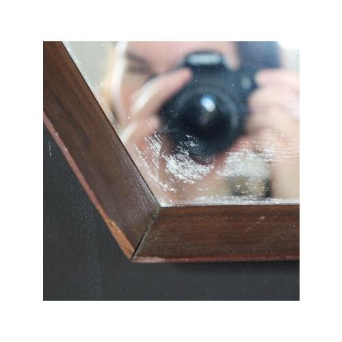 Wood Hexagon-Shaped Wall Mirror, 1950s For Sale - Image 7 of 9