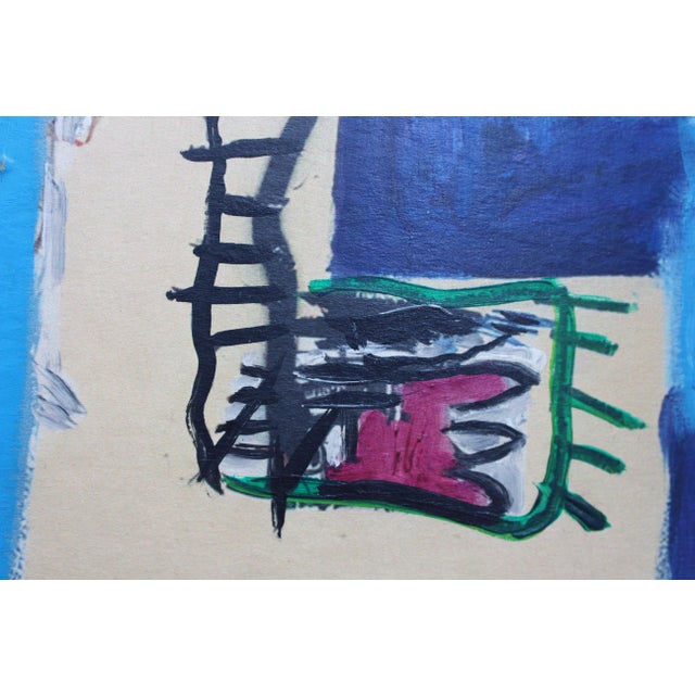 Pop Art Modernistic Painting After Jean-Michel Basquiat, Circa 1980 For Sale - Image 3 of 10