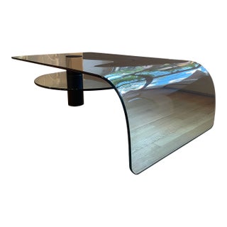 Vintage Postmodern Bent Glass Coffee Table For Sale