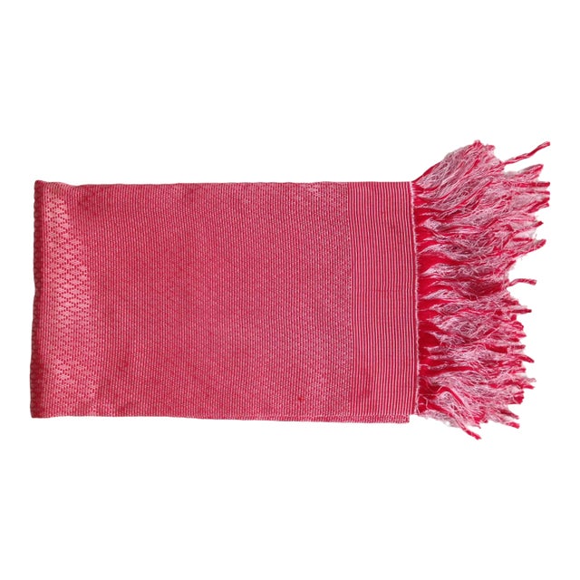 Vintage Large Red and White Woven Textile For Sale