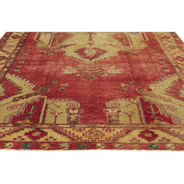 Red Mid 20th Century Vintage Turkish Oushak Rug, 05'03 X 10'04 For Sale - Image 8 of 11