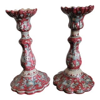 Vintage Ceramic Candle Holders, by Italian Ceramiche Biagioli Gubbio - a Pair For Sale