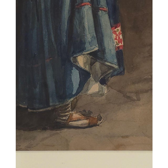 Realism Watercolor of a Woman, Southern Italy, 19th Century or Earlier For Sale - Image 3 of 5