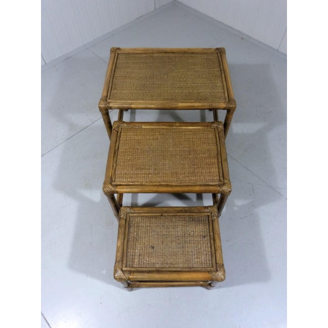 Brown Rattan Nesting Tables, 1970s, Set of 3 For Sale - Image 8 of 10